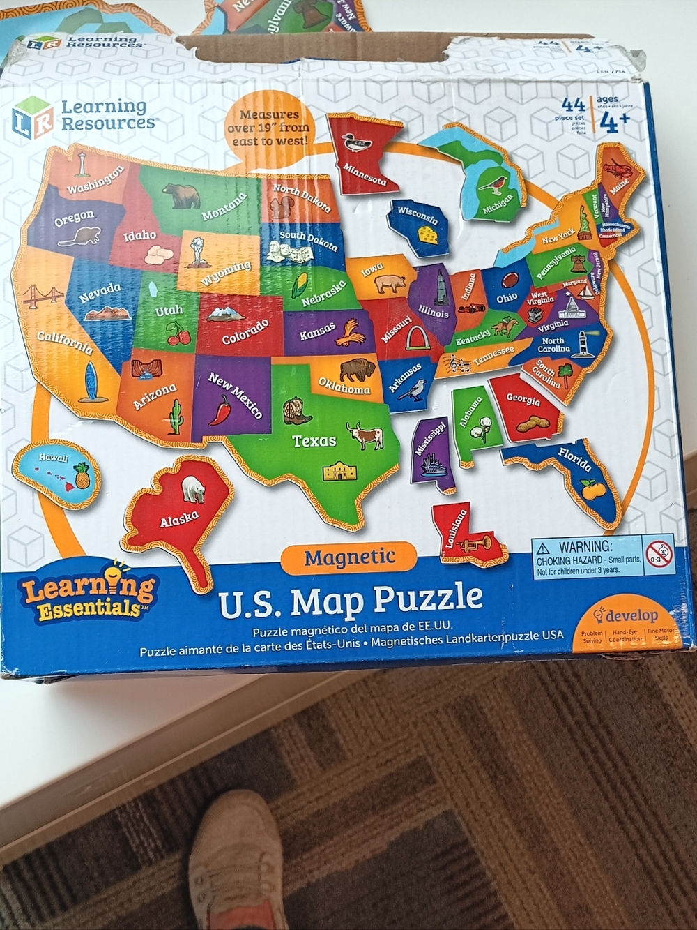 USA Magnetic Map Puzzle - Multi-Color Educational Playset